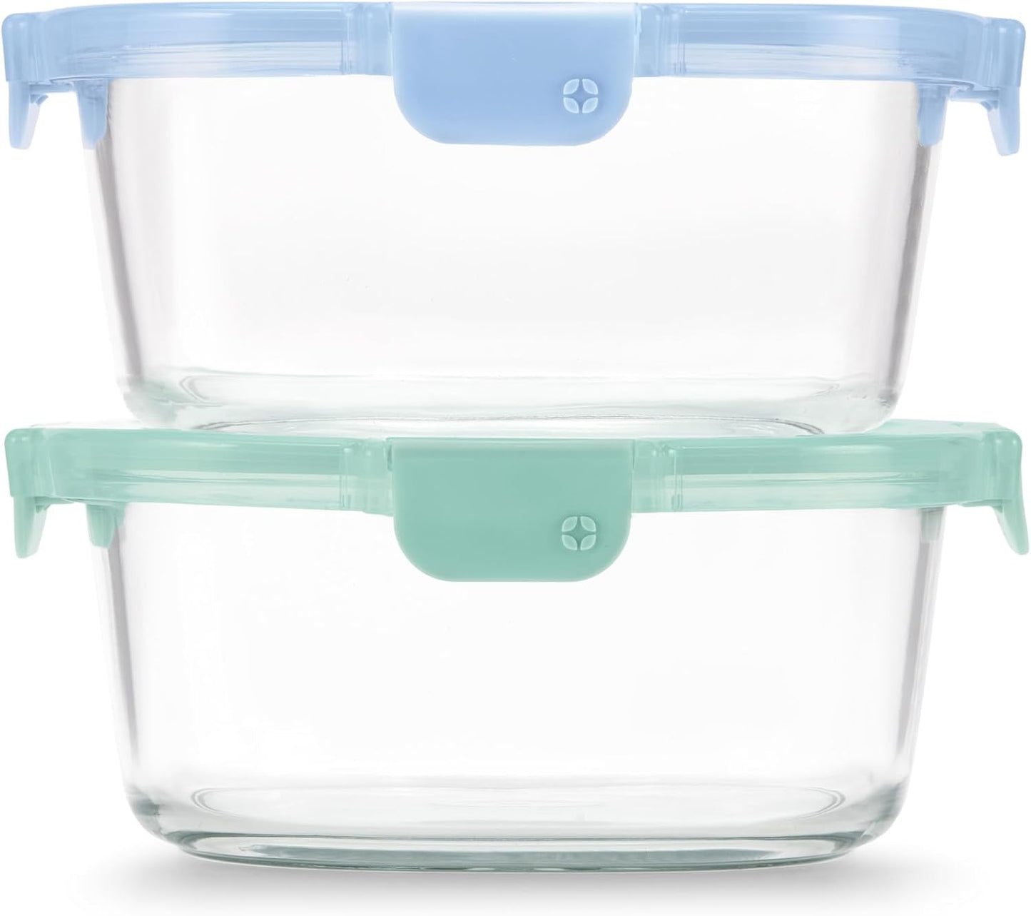 Ello Color Lock 7 Cup 4PC, 2 Pack Glass Meal Prep Sets Leak-Proof Glass Food Storage Containers with Airtight BPA-Free Plastic Lids, Dishwasher, Microwave, and Freezer Safe, Purple Rain