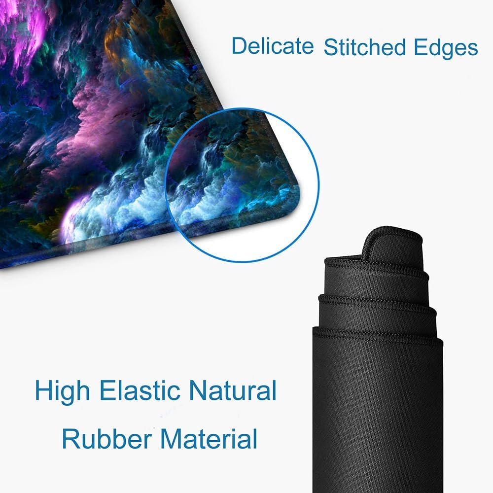 Gaming Mouse Pad, Large Non-Slip Rubber Base Mousepad, Keyboard Mouse Mat, Desk Pad with Stitched Edges, 31.5x11.8inch, Dazzling Galaxy