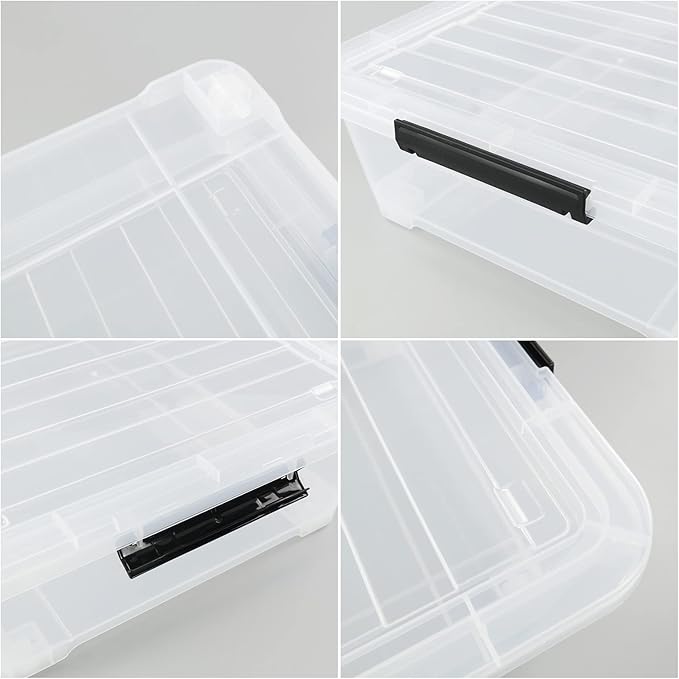 Morcte 40 Quart Plastic Underbed Storage Boxes, Clear Under Bed Plastic Storage Bin with Wheel, 3 Pack