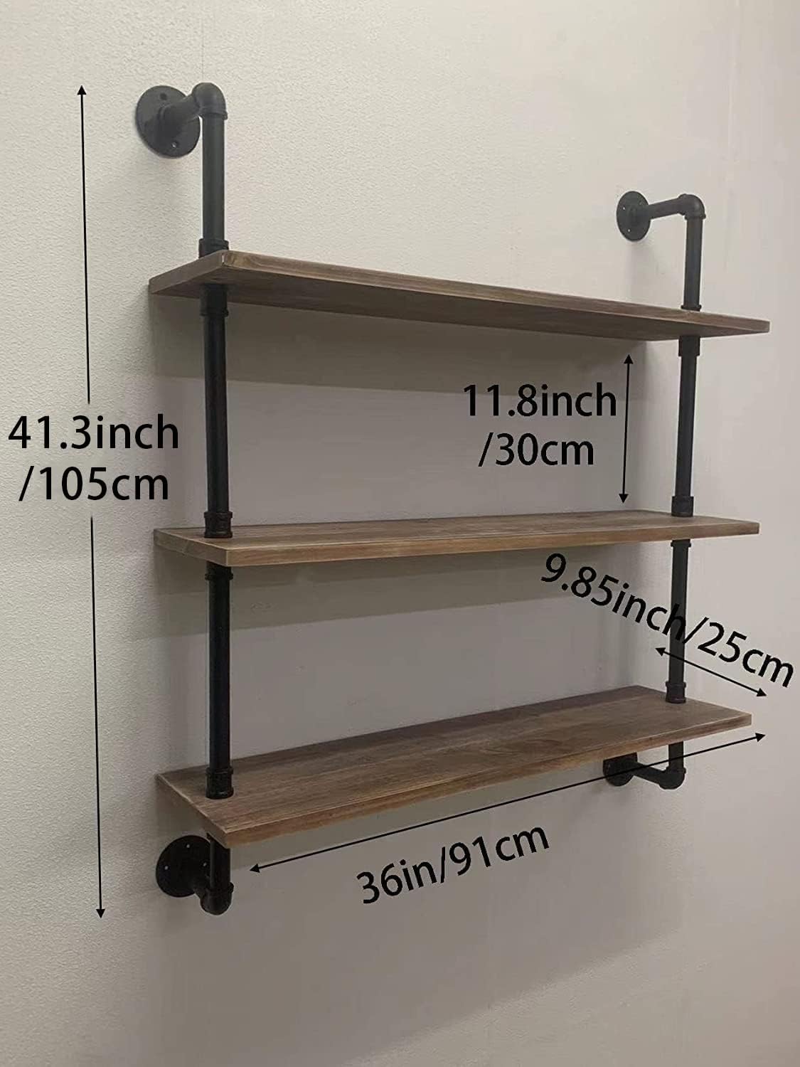 Pipe Shelves Industrial Pipe Shelving Shelves Real Wood Industrial Floating Pipe Shelves with Wood Planks 36 inch Wall Shelves Rustic Hanging Bookshelf Farmhouse Kitchen Bar Shelving