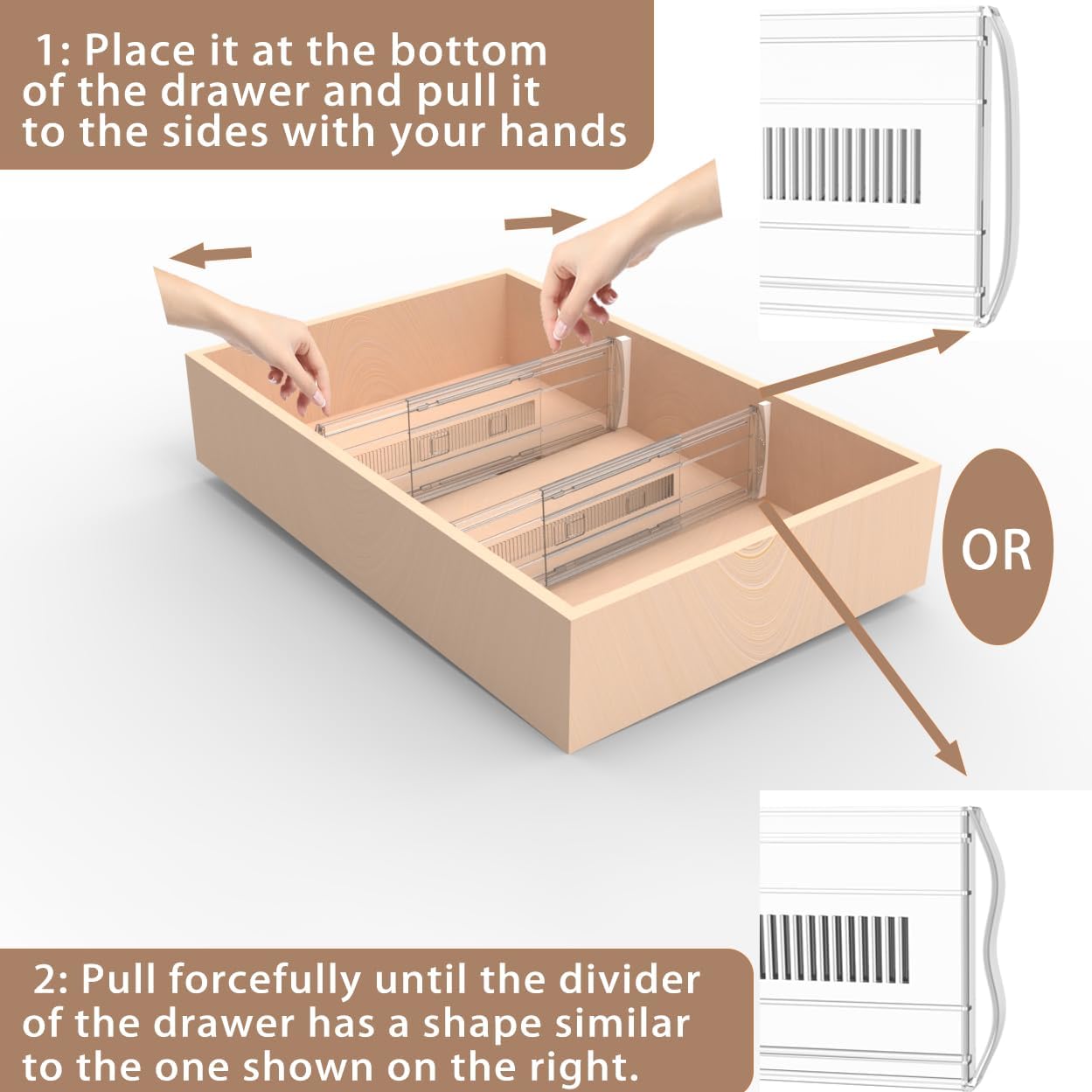 3 Pack Adjustable Heavy-Duty Drawer Dividers for Clothes,5" High Expandable From 13-21" Clear Drawer Organizers, PC Plastic Separators for Dresser/Bedroom/Bathroom/Kitchen/Office Storage