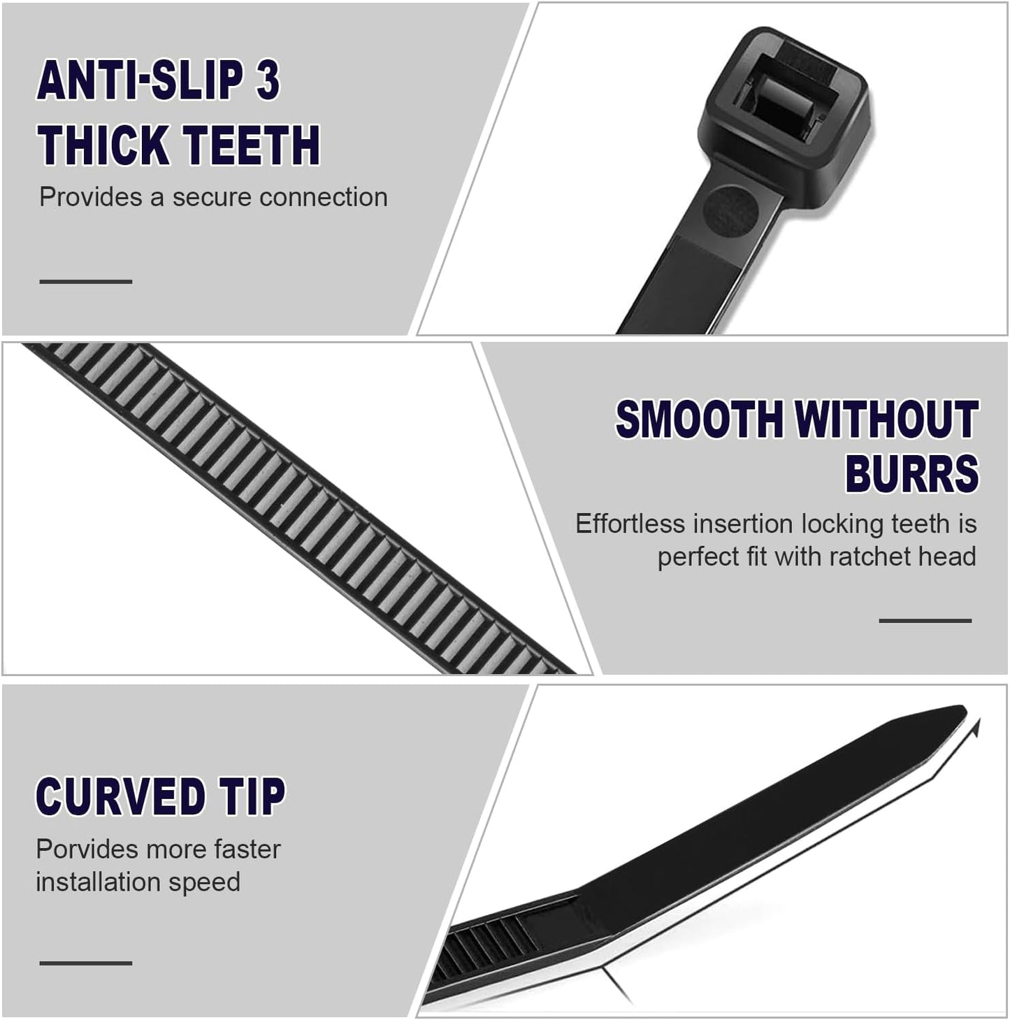 Zip Ties, RAZCC 1200pcs Black Cable Zip Ties 16 Inch, Heavy Duty Plastic Wire Ties with 50lb Tensile Strength, Self-Locking Black Nylon Tie Wraps for Indoor and Outdoor