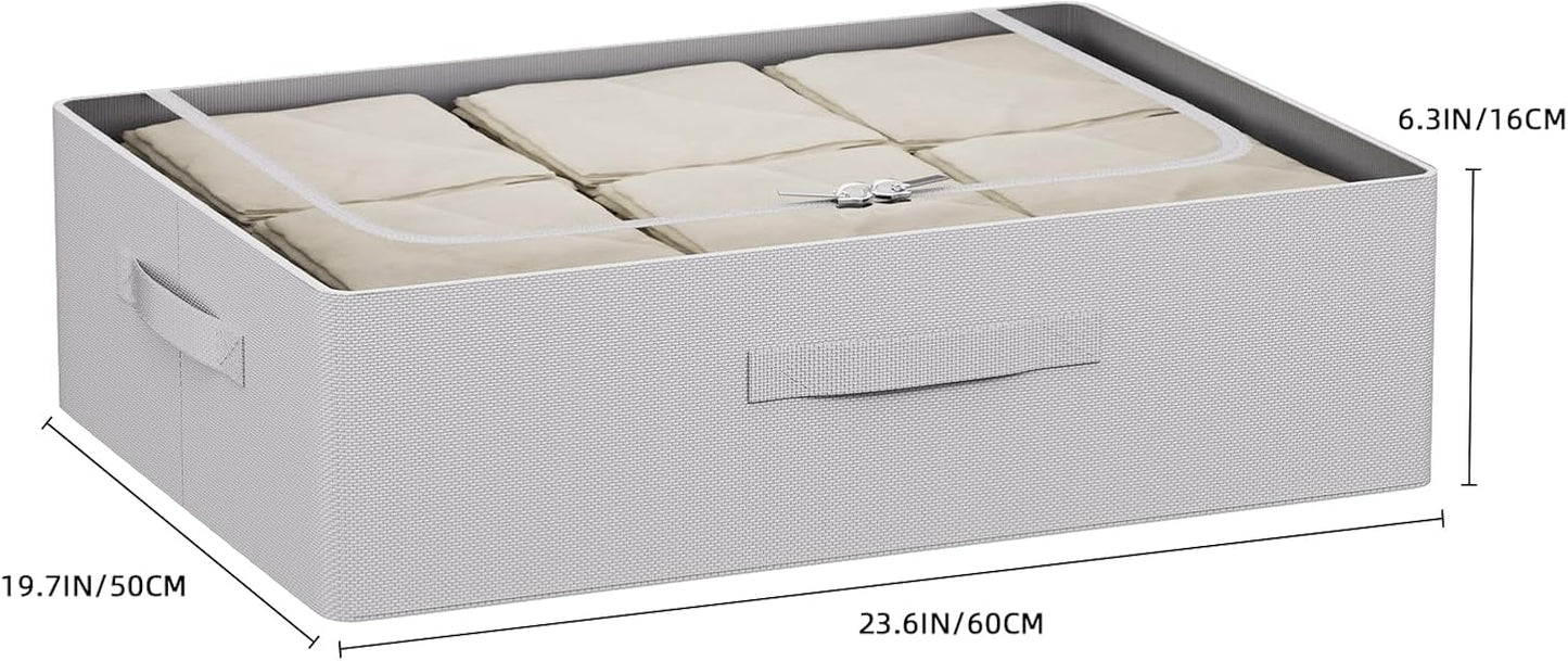 CYhom Under Bed Storage Bins Frame Storage Box Oxford Fabric Sturdy Underbed Container Foldable Stackable Large Capacity Clothes Organizer