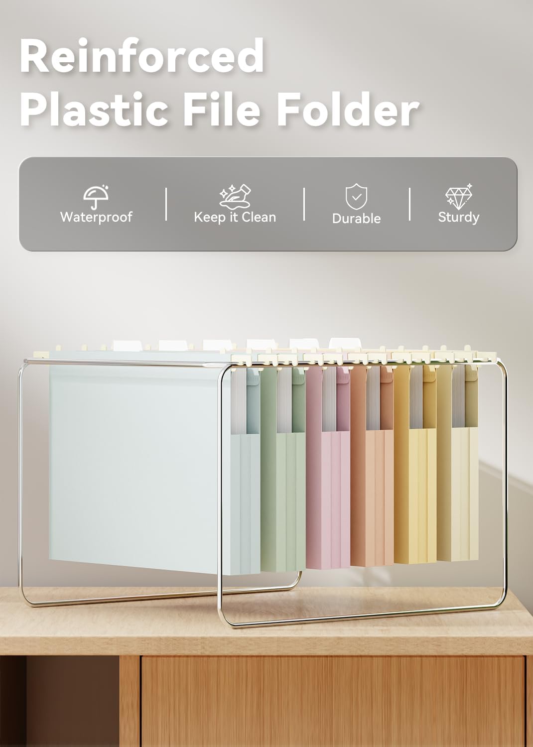 Ansook Plastic Hanging File Folders Letter Size,1" Expandable File Organizer,12 Pack Reinforced Filing Cabinet Folders,File Folder with Tabs,Morandi Colored Heavy Duty Hanging Folders for Office