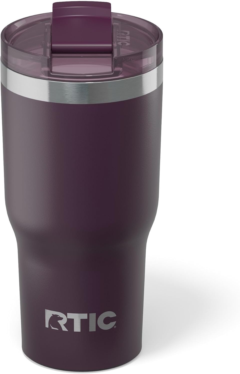 RTIC 20oz Essential Tumbler with Lid, Ceramic Lined, Insulated, Stainless Steel, Metal, Double Wall Vacuum-Insulation, Travel Cup for Iced Coffee, Tea, Hot and Cold Drink, Plum