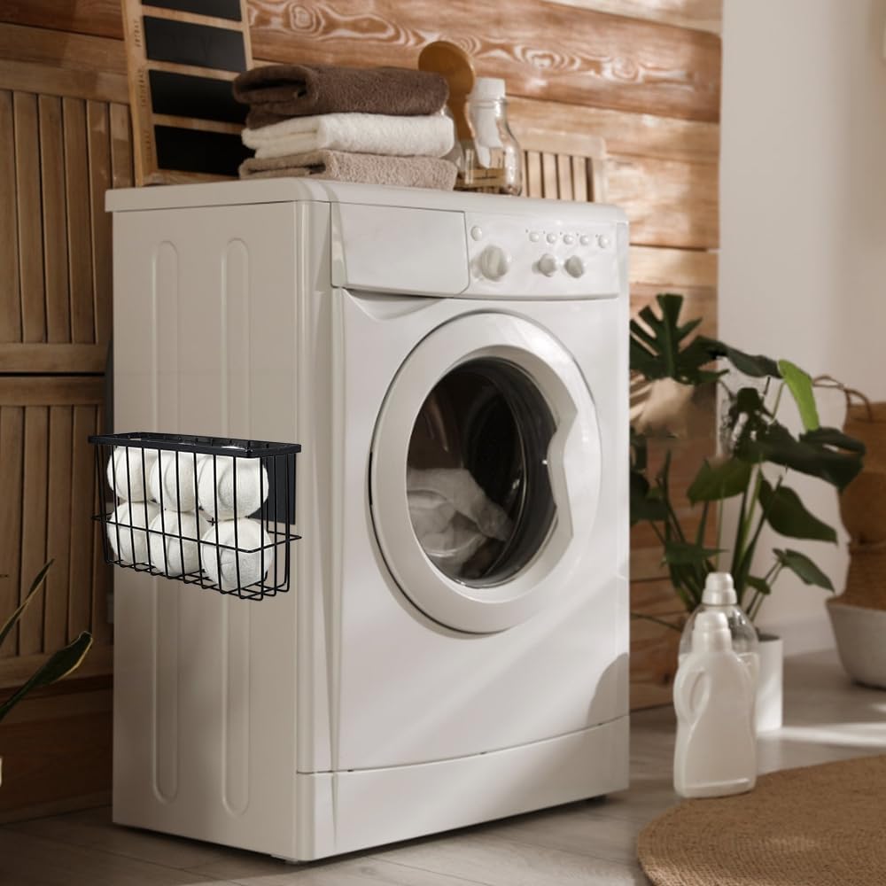 Picowe Large Dryer Ball Organizer Magnetic Storage Bin, Magnetic Basket Dryer Ball Holder for Laundry Room Organization and Storage to Hold 6 Dryer Balls, Without Balls ( Black, L )