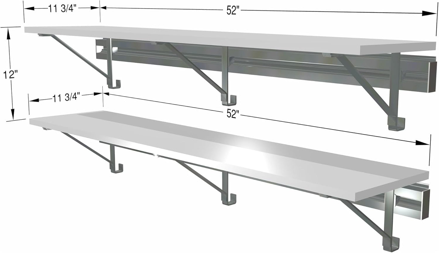 Two 52" Long Shelf Kits Laundry Storage White