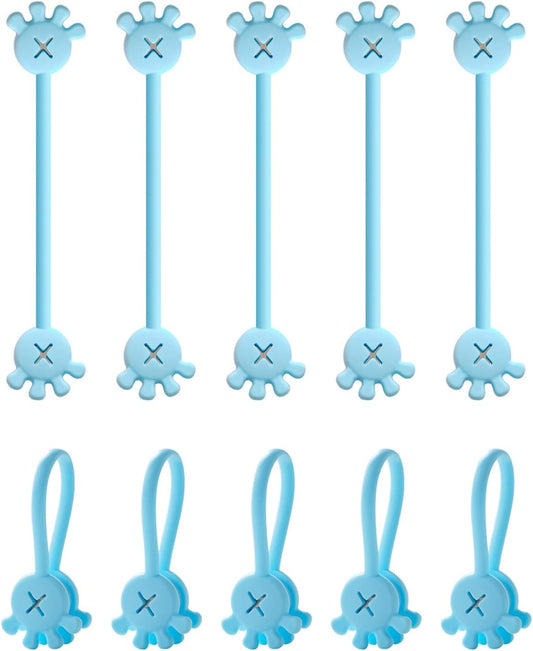 10Pcs Cable Ties Clips Cord Organiser Clip Reusable Silicone Organisers Bookmarks Fridge Magnet