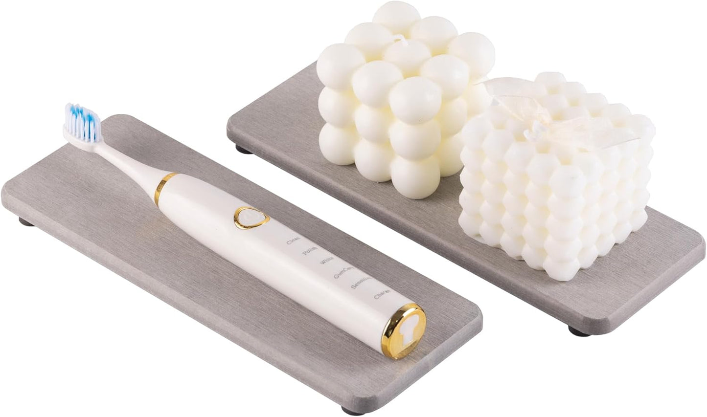 2 Pcs Water Absorbing Stone Trays, Kitchen/Bathroom Sink Soap Dish, Diatomite Tray Used for Hand Soap & Cosmetic Bottles in The Modern Home, 3.15" W x 8.7" L, Gray