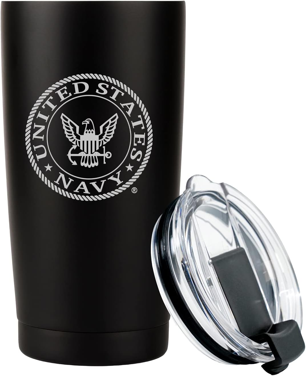 Military Gift Shop 20oz Insulated Steel US Navy Tumbler, Double-Walled USN Coffee Mug | Gifts Sailors | Disabled Vet Owned Business-Navy 20oz Tumbler