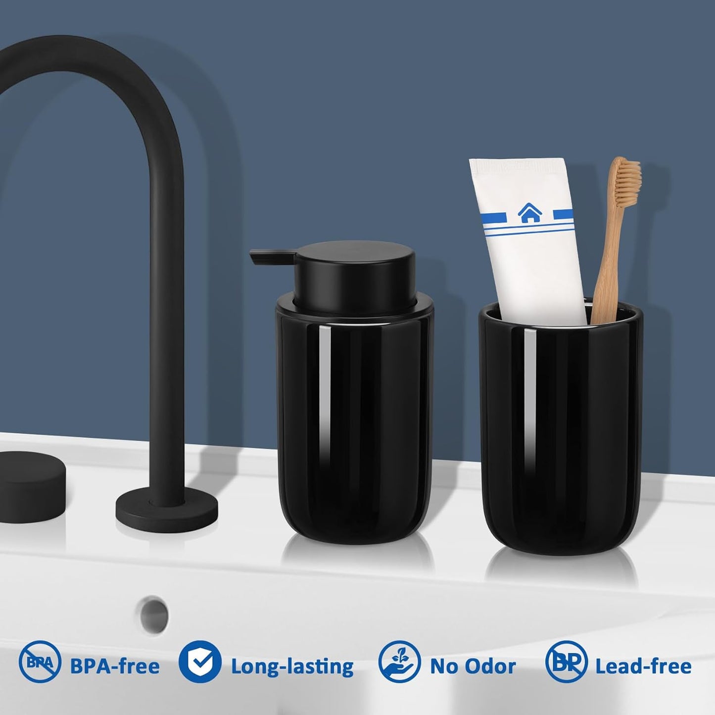 Soap Liquid Dispenser Ceramic with Easy-to-Press Pump Hand Liquid Dispenser (Can't Foam) for Shampoo Bathroom Countertop 13.5 oz