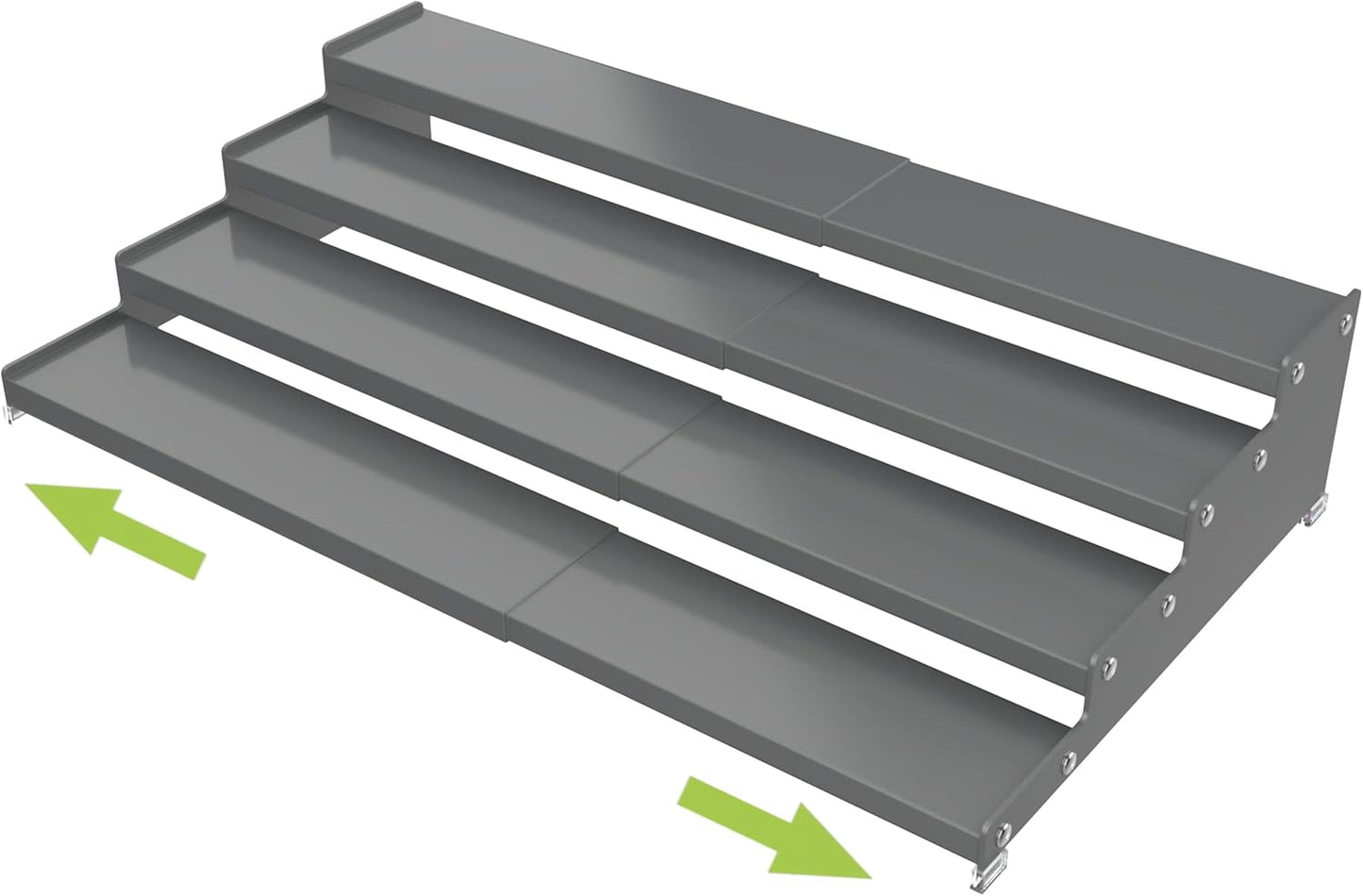 Expandable 4-Tier Step Spice Rack Organizer for Kitchen Cabinet Modern Design and Non Skid Space Saving Storage Shelf for Countertop Cabinets Pantry (1Pack/Gun-Grey)