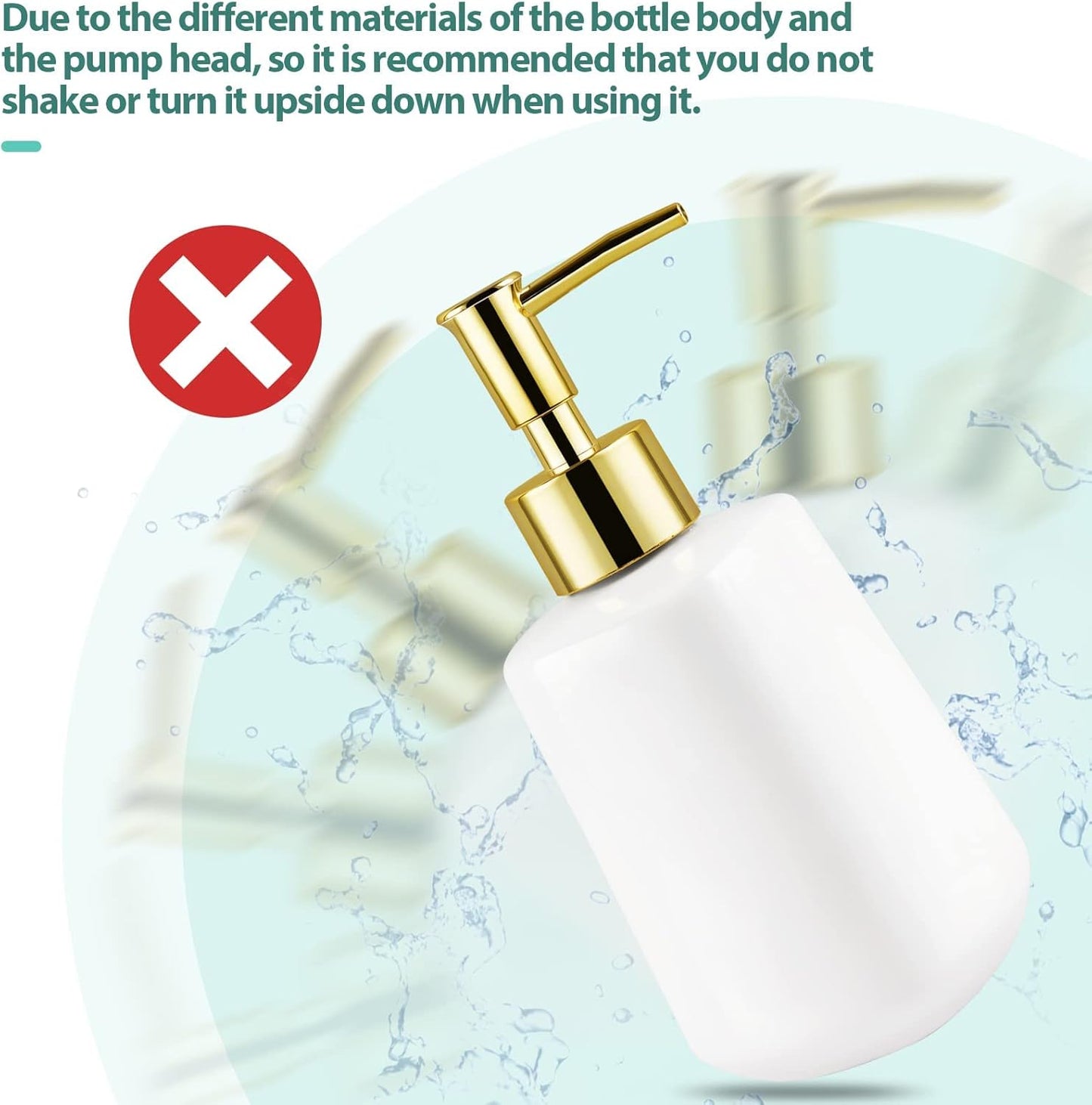 Natheeph Dish Soap Dispenser, Hand Soap Dispenser Ceramic Bottle, Refillable Liquid Great for Kitchen Dish Soap, Hand Soap, Essential Oil & Lotion (Bright White)