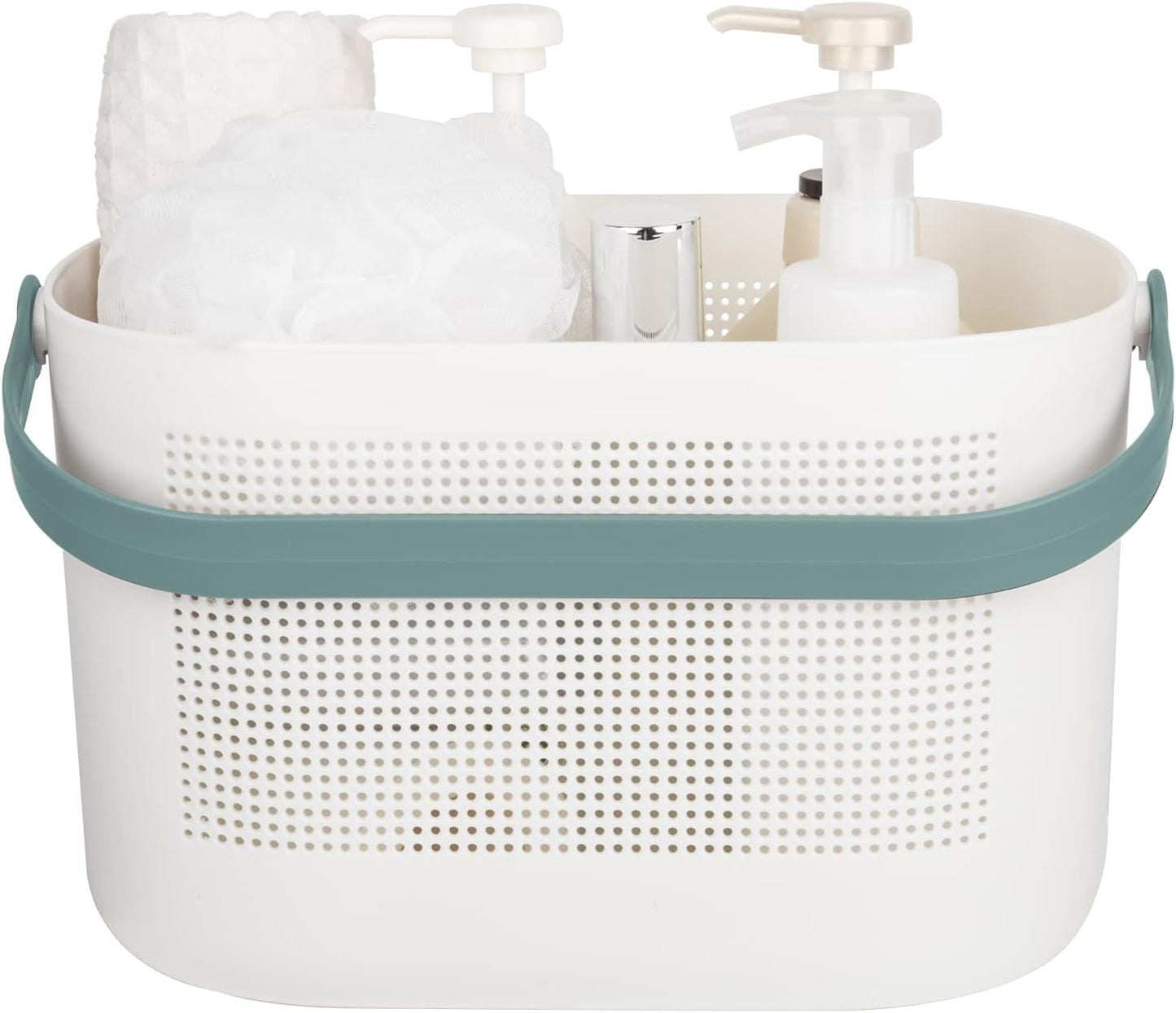 UUJOLY Plastic Storage Baskets with Handles, Shower Caddy Shelf Organizers Basket for Bathroom, Kitchen, Dorm Room, Green
