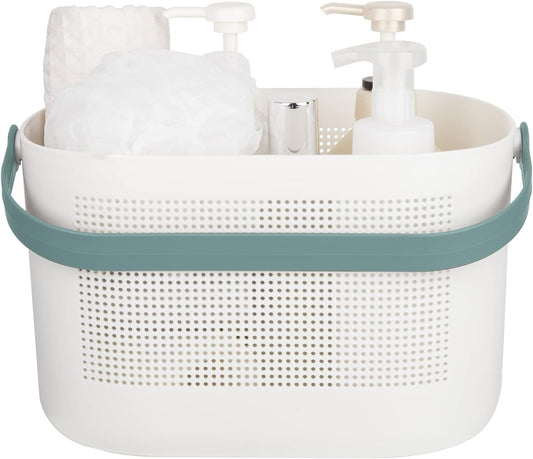 UUJOLY Plastic Storage Baskets with Handles, Shower Caddy Shelf Organizers Basket for Bathroom, Kitchen, Dorm Room, Green