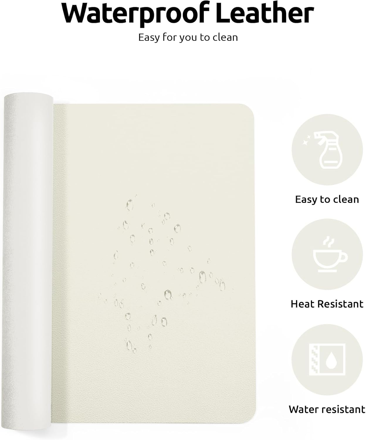 YSAGi Leather Desk Protector, Office Mat, Large Mouse Mat, Non-Slip PU Leather Blotter, Laptop Desk Mat, Waterproof Writing Pad for Office and Home (Cream, 31.5" x 15.8")