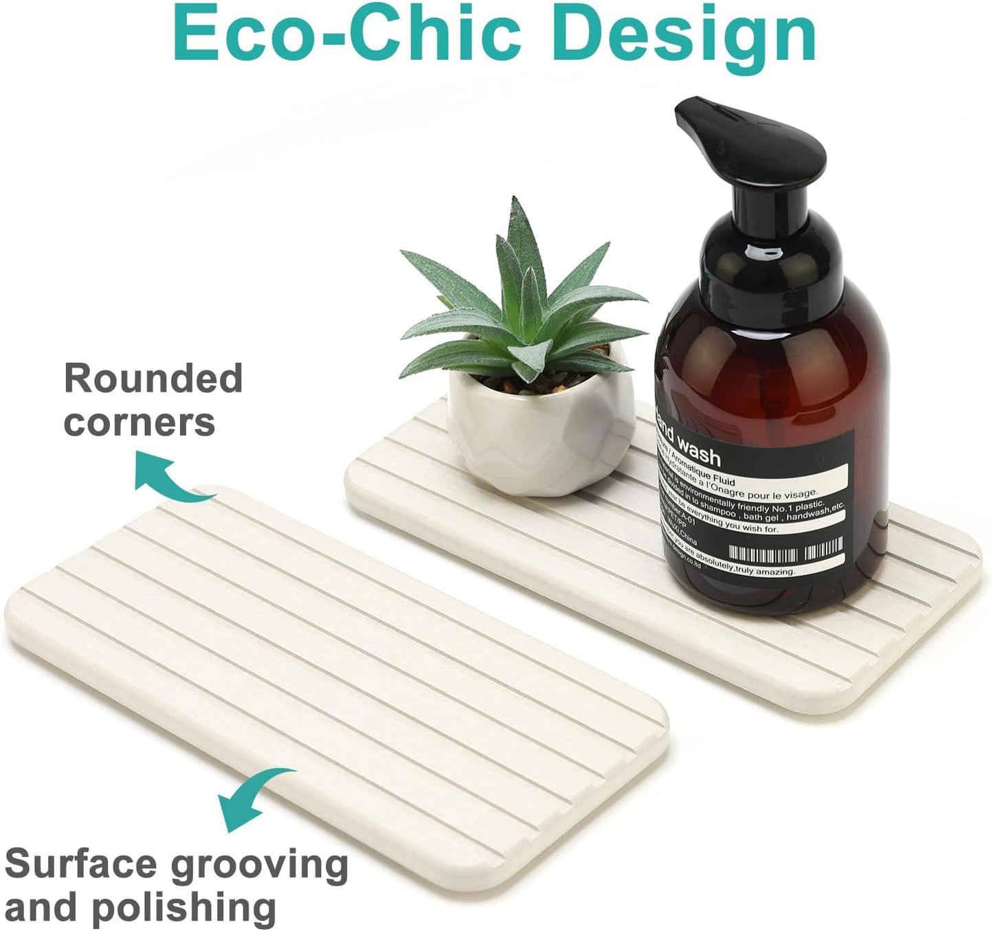 Diatomite Stone Drying Trays for Sink Bathroom Sink Tray Kitchen Counter Soap Dish Quick Drying Stone Mat for Kitchen Sink Diatomaceous Earth Tray Coaster Water Absorbing Stone Bathroom Trays