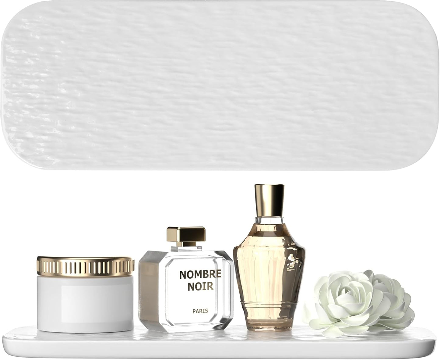 Premium Ceramic Bathroom Tray – Sleek Non-Slip Organizer for Shower, Countertop, Vanity | 10x4inch | Easy-Clean, Corrosion-Resistant