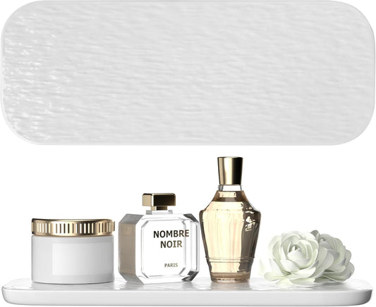 Premium Ceramic Bathroom Tray – Sleek Non-Slip Organizer for Shower, Countertop, Vanity | 10x4inch | Easy-Clean, Corrosion-Resistant