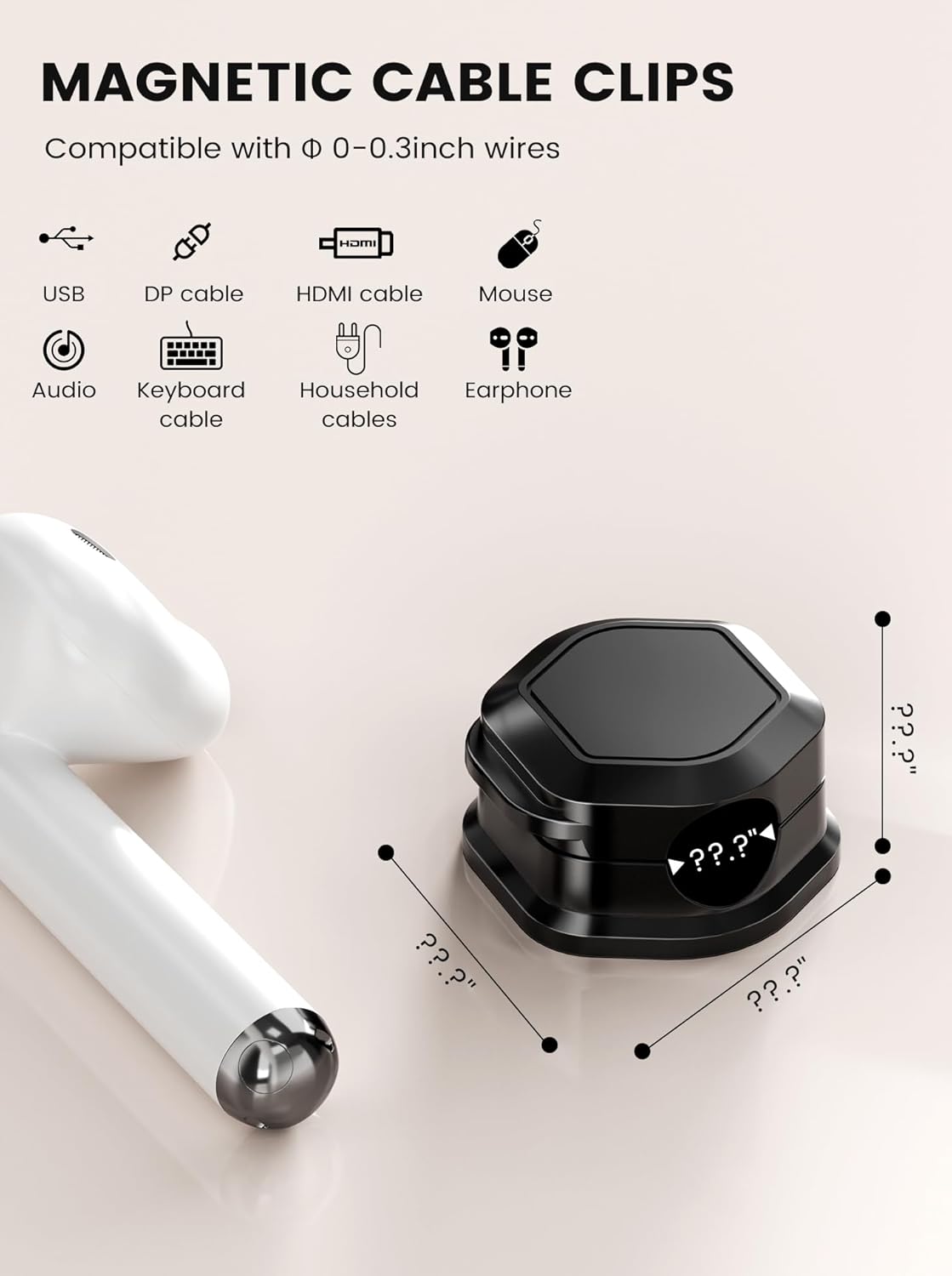 6 Pack Magnetic Cable Clips, Cable Smooth Adjustable Cord Organizer Holder, Hide Phone Charging Cable Keeper, Strong Adhesive Wire Charger Holder for Nightstand, Desk, Car, Office Supplies