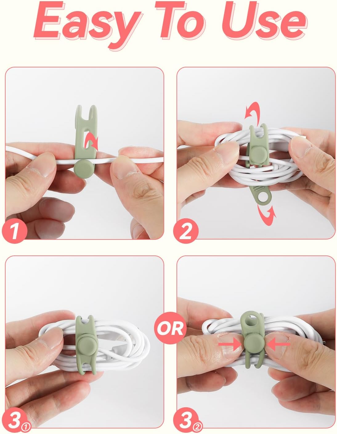 20-Pack Cable Ties Silicone, Kanemc Reusable Cord Ties Wire Organizers Cord Wraps Electrical Cable Holder For Bundling Earphone, Phone Charger, Laptop Computer Cords (5 Colors)