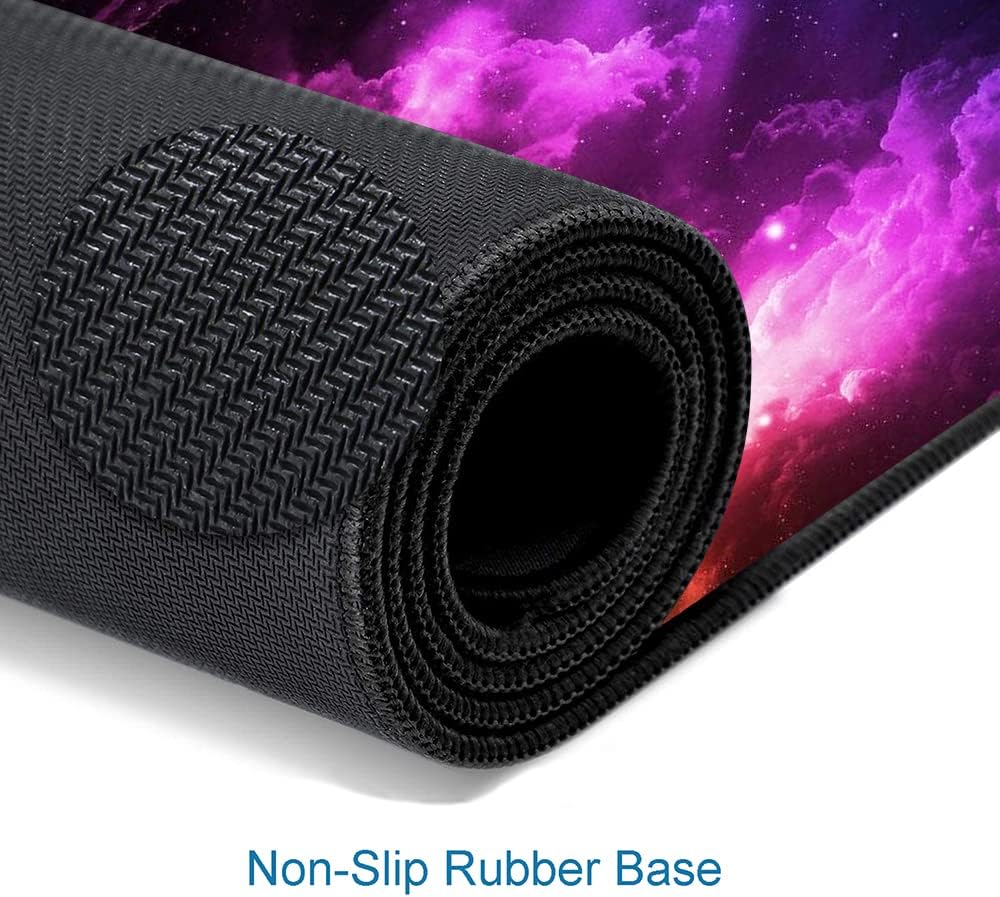 Mouse Pad Gaming, Large Mouse Pads for Desk, Keyboard Mouse Mat Desk Pad, Non-Slip Rubber Base with Stitched Edges Mousepad, 31.5x11.8in Colorful Galaxy