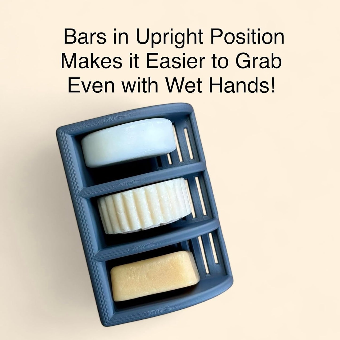 Solid Shampoo Holder – Multi-Bar Soap Dish with Drainage – Soap Bar, Shampoo Bar and Conditioner Bar Bathroom Organizer – Keeps Bars Dry & Lasts Longer(Gray)