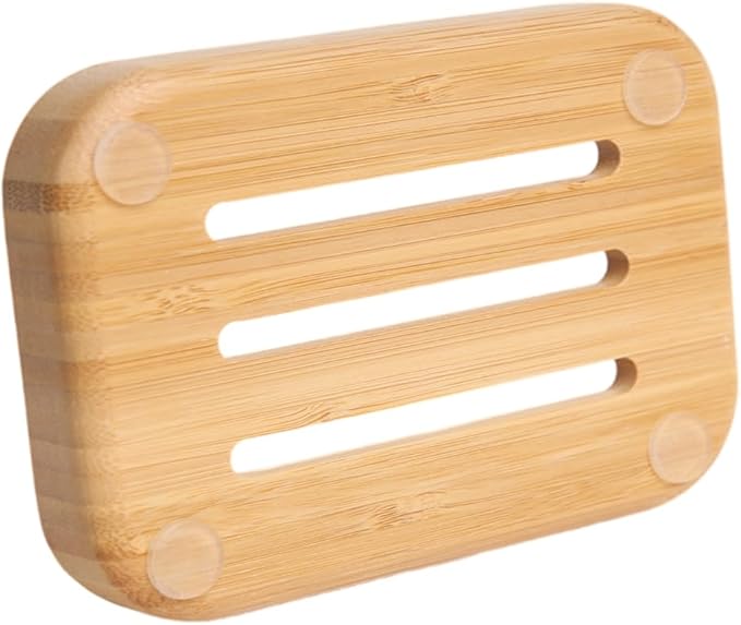 Bamboo Bar Soap Holder Wooden Soap Dish for Shower Bathroom Kitchen with Self Draining Tray