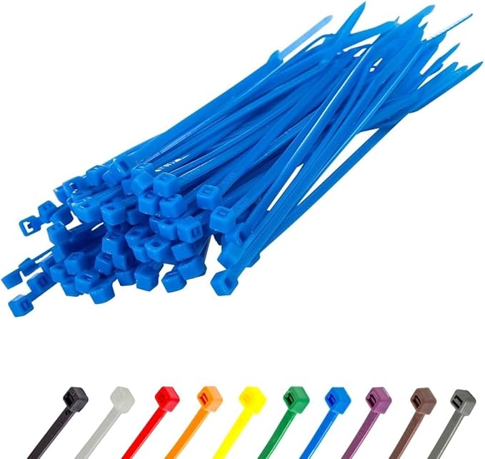 GTSE 6 Inch Blue Zip Ties, 100 Pack, 40lb Strength, UV Resistant Strong Nylon Cable Ties, Self-Locking 6" Tie Wraps