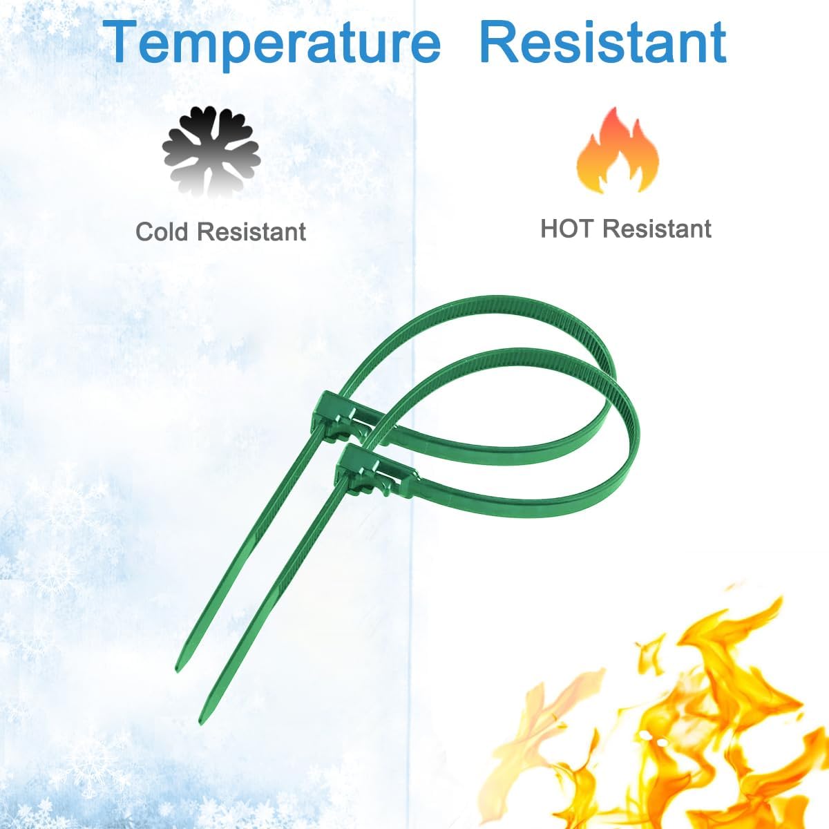 Reusable Cable Ties 6 Inch 100 PCS Green Heavy Duty, Releasable Adjustable Nylon Zip Ties with 36lbs Tensile Strength for Indoor and Outdoor Multipurpose Use