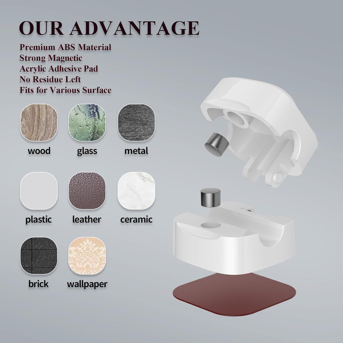 12 Pack Cable Clips, Cord Organizer, Cord Holder for Nightstand, Magnetic Cord Organizer, Strong Adhesive Charging Cable Keeper, Clip Holder