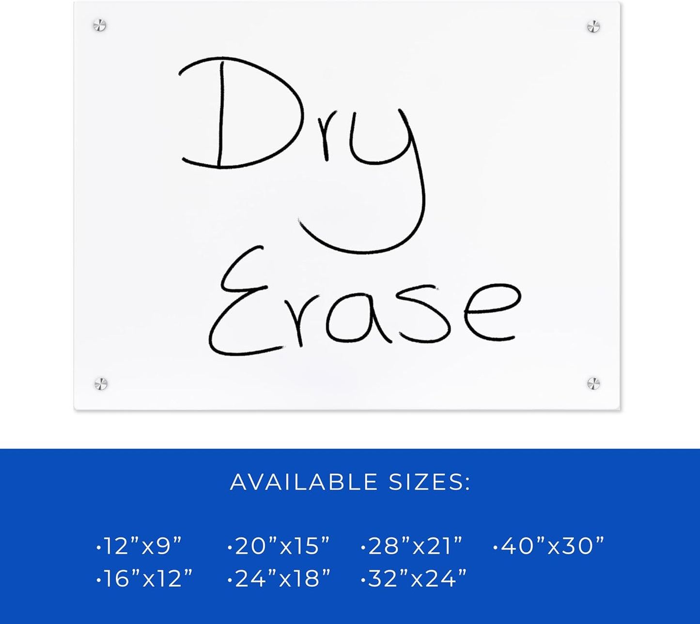 9x12 Dry Erase Board for Wall - with .25 White Acrylic and Chrome Stand Off Finish - Perfect Whiteboard for Office, Home, Classroom - Durable and Stylish .25 White Acrylic Dry Erase Board