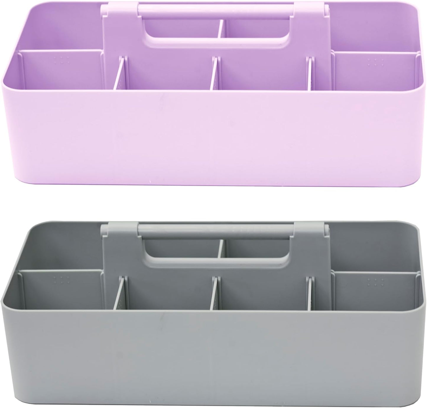 Portable Caddy - Stackable Plastic Caddy with Handle | Desk, Makeup, Dorm, Classroom Art Organizer (Made In Usa) (Lavender/Orion Gray)