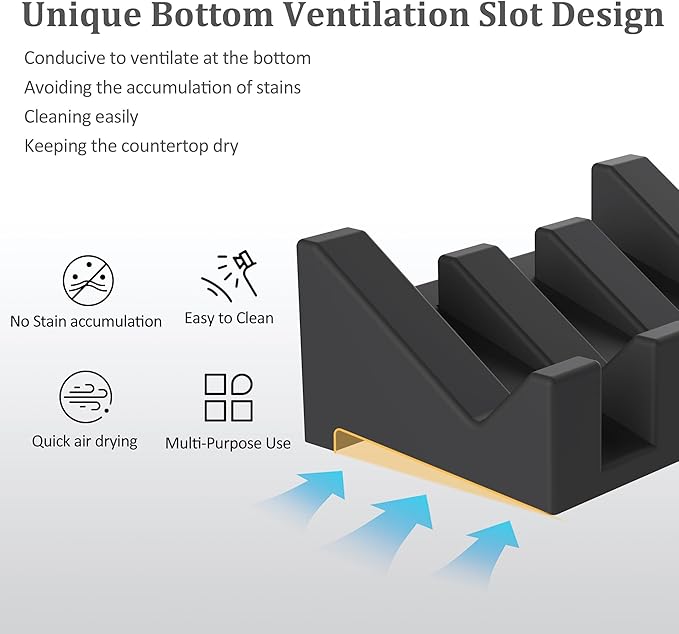 Silicone Soap Dish, 3-Piece Extended Self-Draining Shower Soap Holder, Black