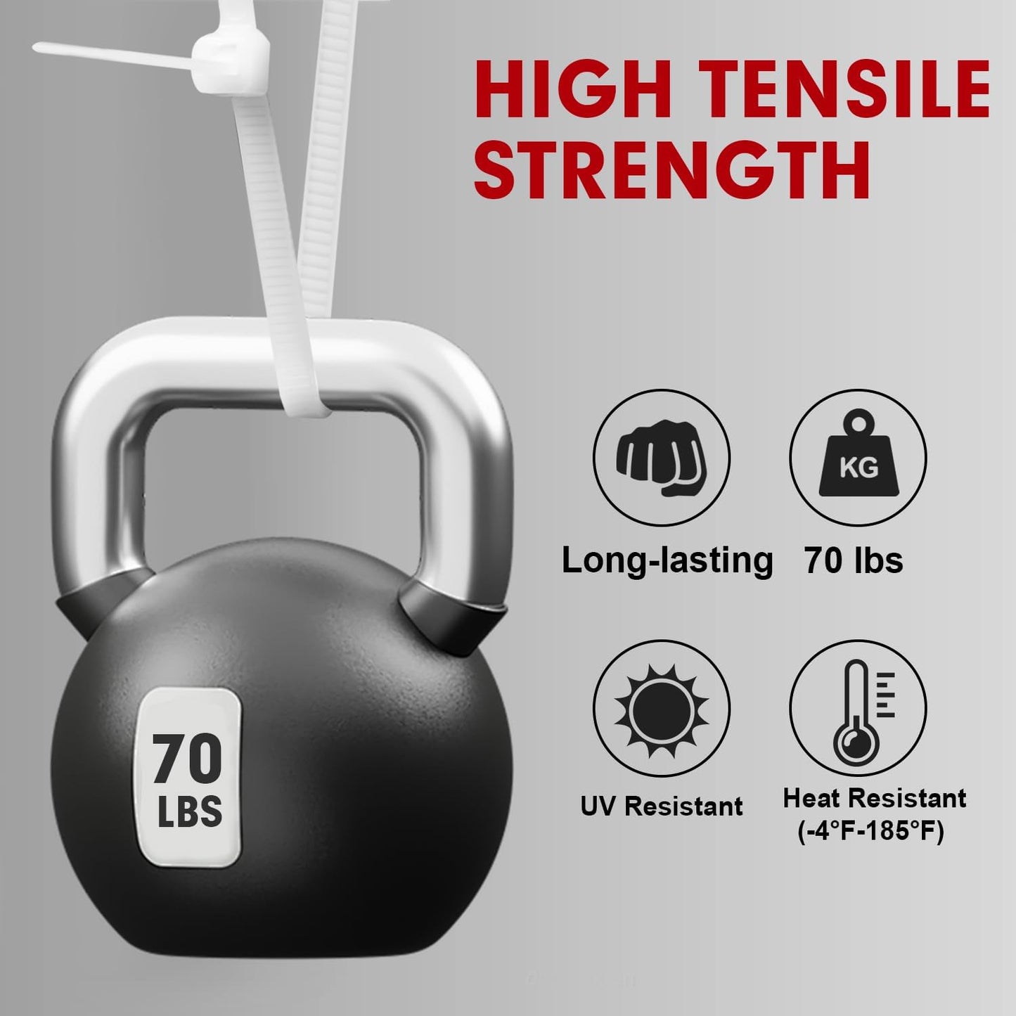 Zip Ties, RAZCC 1200pcs Cable Zip Ties 12 Inch, Heavy Duty White Plastic Wire Ties with 70lb Tensile Strength, Self-Locking Nylon Cable Ties, Wire Management for Indoor and Outdoor