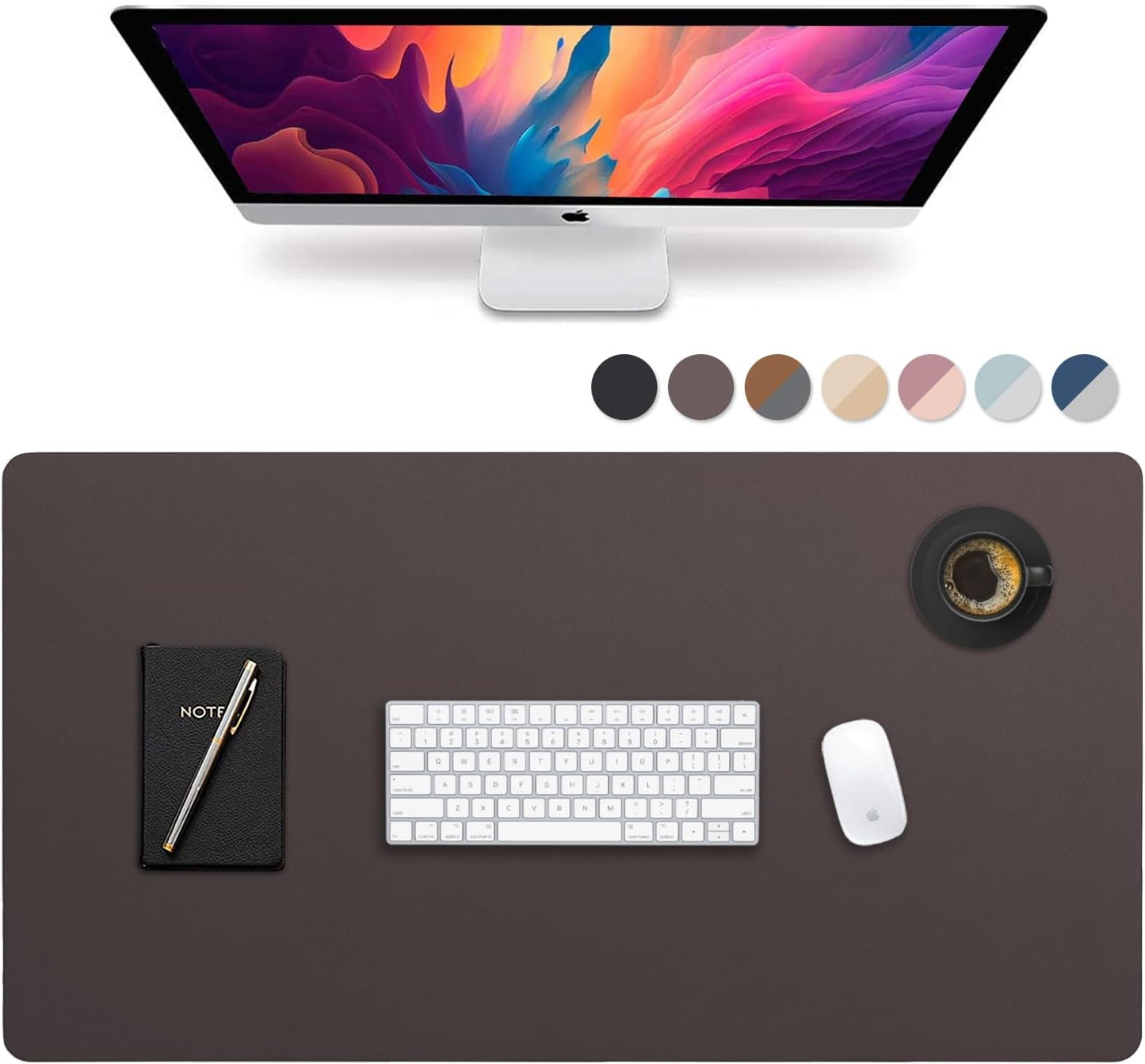 Vine Creations Leather Desk Mat Large 44" x 22", Desk Protector Mat, PU Leather Desk Pad, Large Mouse Pad, Desk Blotter, Desk Pads on Top of Desks, Desk Matt for Desktop, Office Desk Mat (Dark Brown)