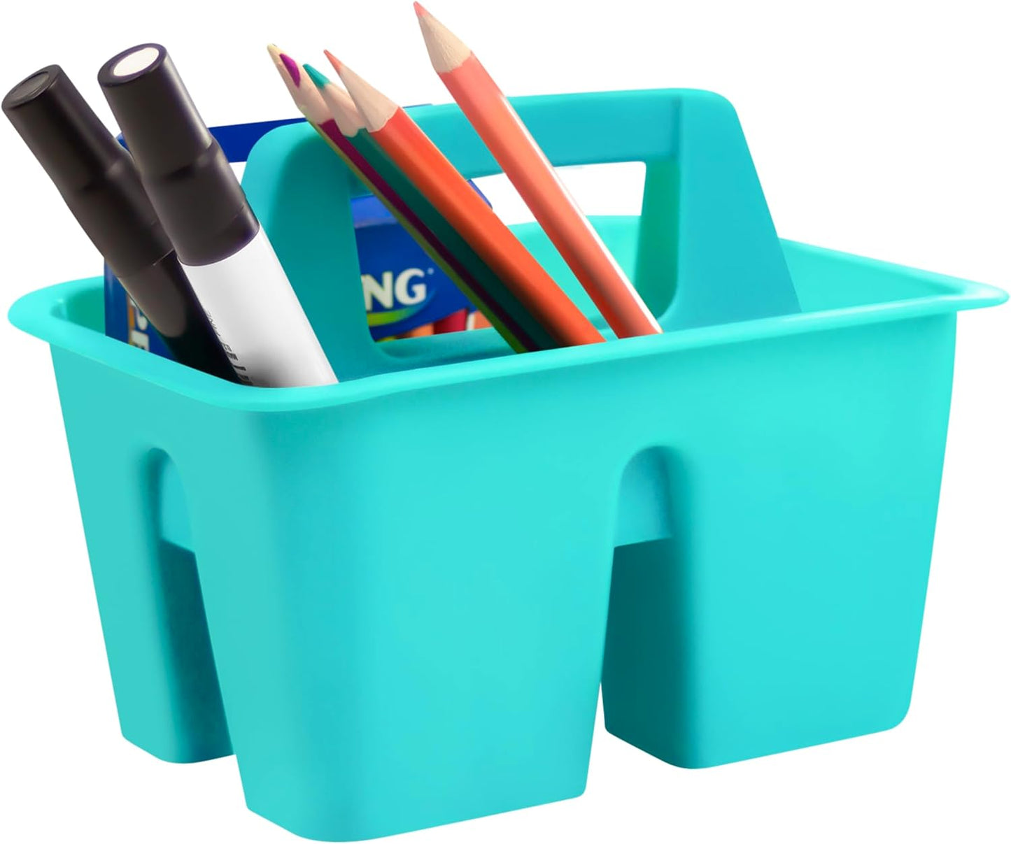 Storex Mini Classroom Caddy, Multipurpose Classroom Organizer with Handle, Teal, 12-Pack (01065U12C)