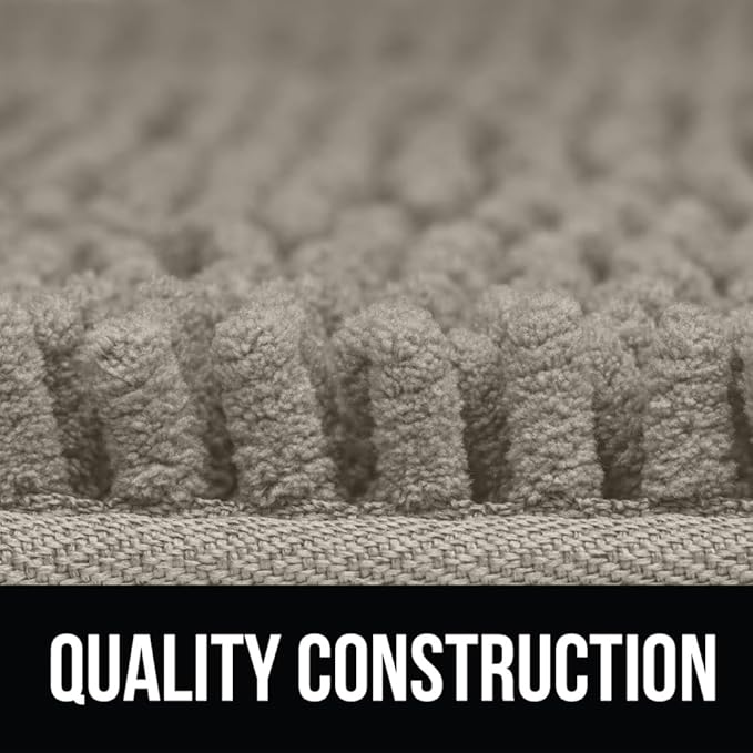 KANGAROO Bathroom Rugs, Chenille Soft Absorbent Bath Rug, Shaggy Shower Mat, Quick Dry Machine Wash Bathmat, Plush Carpet Mats for Tub, Bathtub and Room Home Decor Accessories, 42x24, Beige