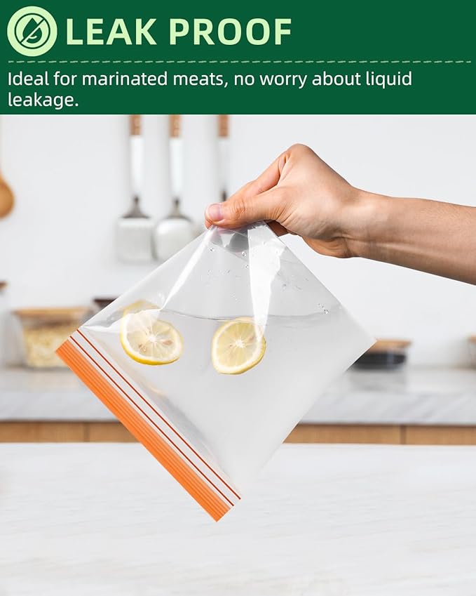 Lerine 16 Pack Reusable Gallon Freezer Bags Dishwasher Microwave Safe, Stand Up BPA Free Reusable freezer Bags 1 Gallon, Extra Thick Leakproof Food Storage Bags for Meal Prep, Kitchen Organization