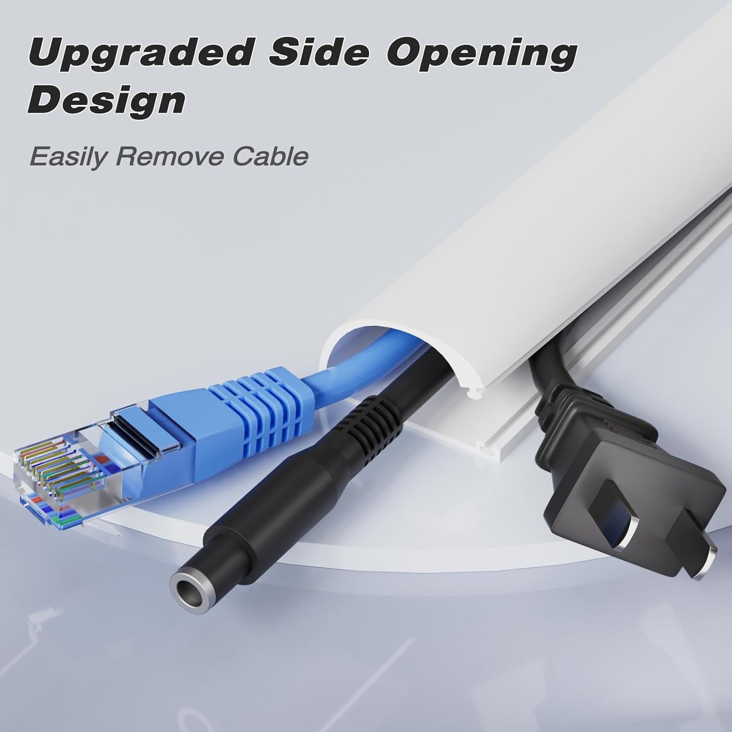 118" Silicone Cord Hider for 2-3 Cords,Flexible Side-Opening Self-Adhesive Cord Covers for Wires on Wall Mount TV,Easier Setup for Home Office Cable Management Wire Hider,1.1" W x 0.6" H,White