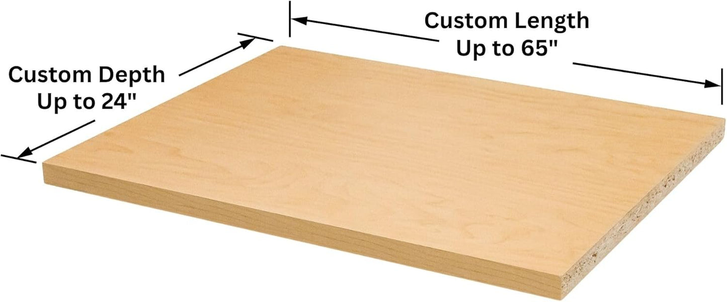 Custom Shelves, 3/4"" Thick Melamine, Cut to Size, Fully Customizable up to 65 inches Wide and up to 24 inches deep. for Cabinets, Closets, or Anywhere