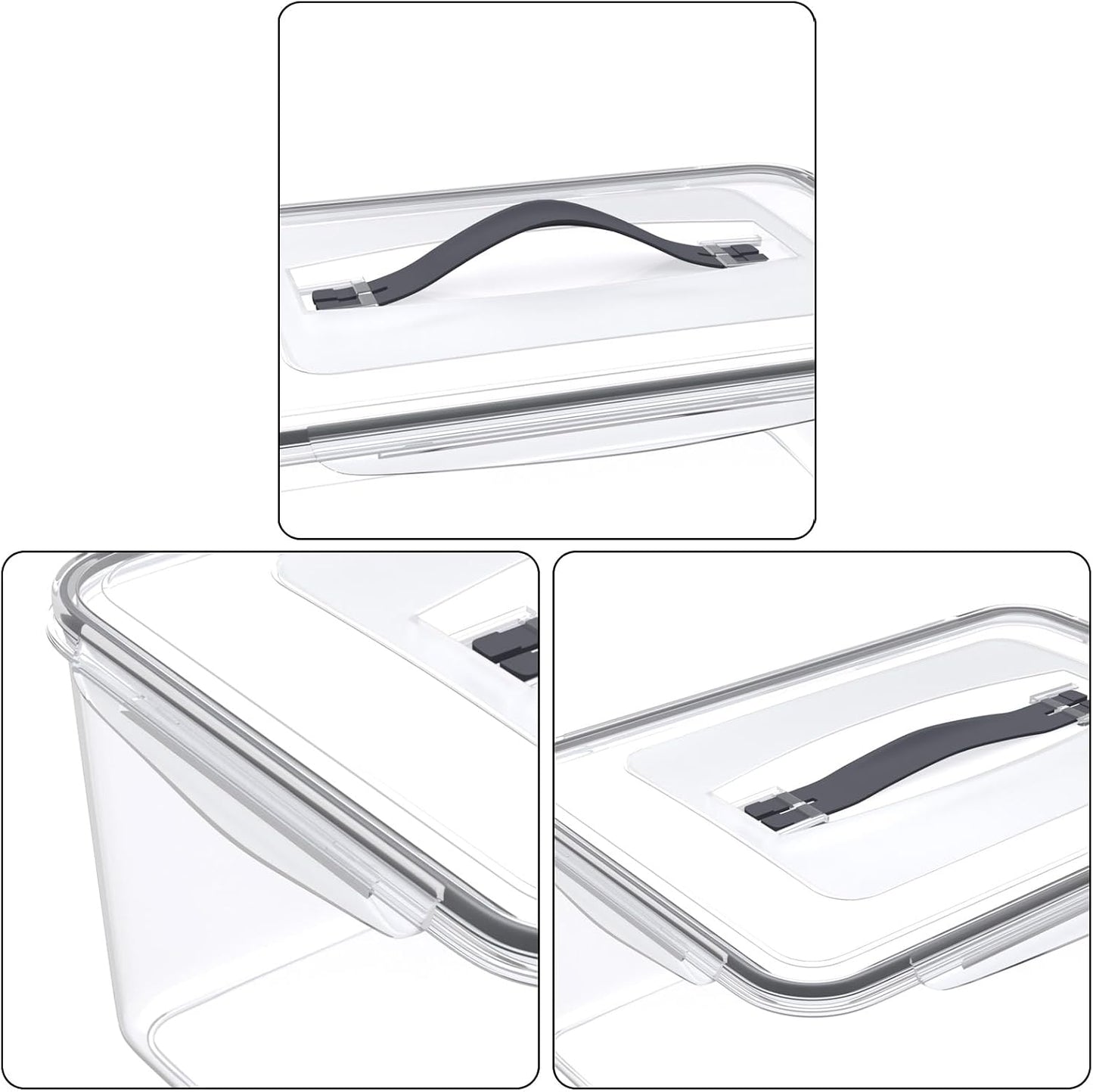 6 Pack 15 L/63Cup Large Airtight Food Storage Containers with lid, Plastic Kitchen Fridge Pantry Organizers for Bread, Pet Food, Dry Food, Proof Dough, BPA Free