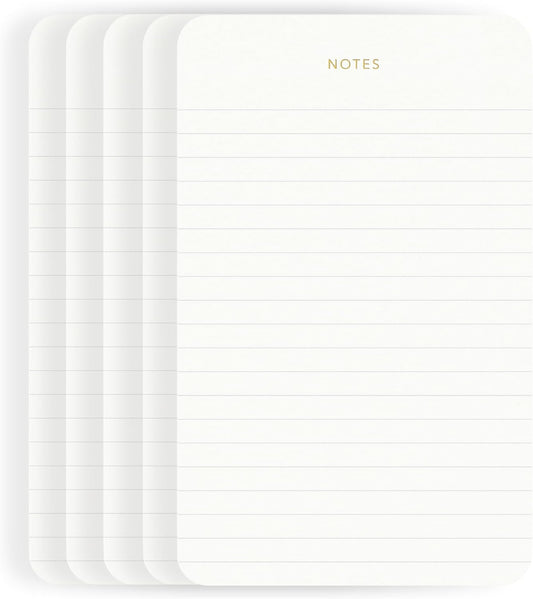 Elegant Desk Notepads for Professionals, Executive's Memo Pads, Minimalist, Gold Foiled, Lined, 5 Pack, 375 Sheets Total (75 Each), 6.3" x 3.9”, 80 GSM, Eco-friendly, FSC™ Certified