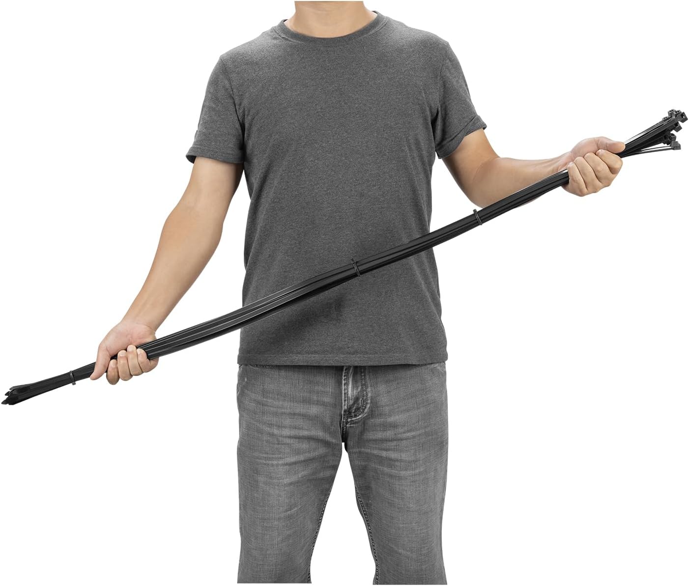 20PCS 60 inch Cable Zip Ties Heavy Duty 250lbs Tensile Strength Nylon Long Wire Ties Self-Locking Durable Plastic Tie Wraps for Indoor and Outdoor UV Resistant(Black)