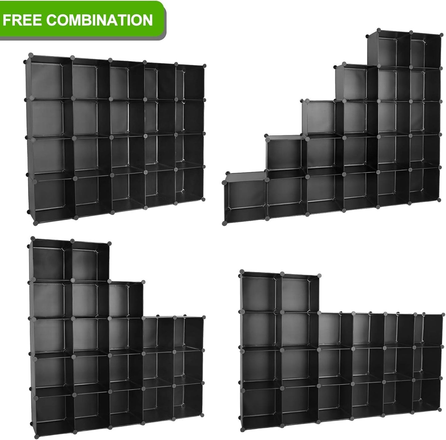 TUMUCUTE Cube Storage Organizer, DIY Plastic Closet Cabinet Modular Bookcase, Storage Shelves for Bedroom Living Room, Office（20-Cube，Plastic）