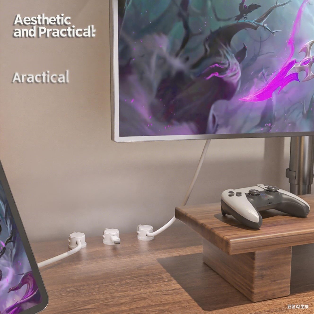 6 Pack Magnetic Cord Clips, 360° Rotatable Adjustable Cable Organizer, Strong Adhesive Wire Holders for Desk, Wall, Car, Nightstand, Home Office & Under Desk Cable Managemen