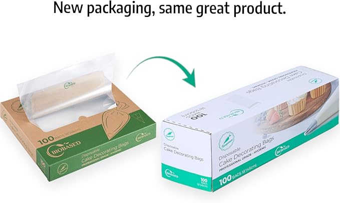 Keenpioneer 18-Inch Biobased Disposable Piping Bags, Plant Based Cake Decorating Pastry Bag - Pack of 100