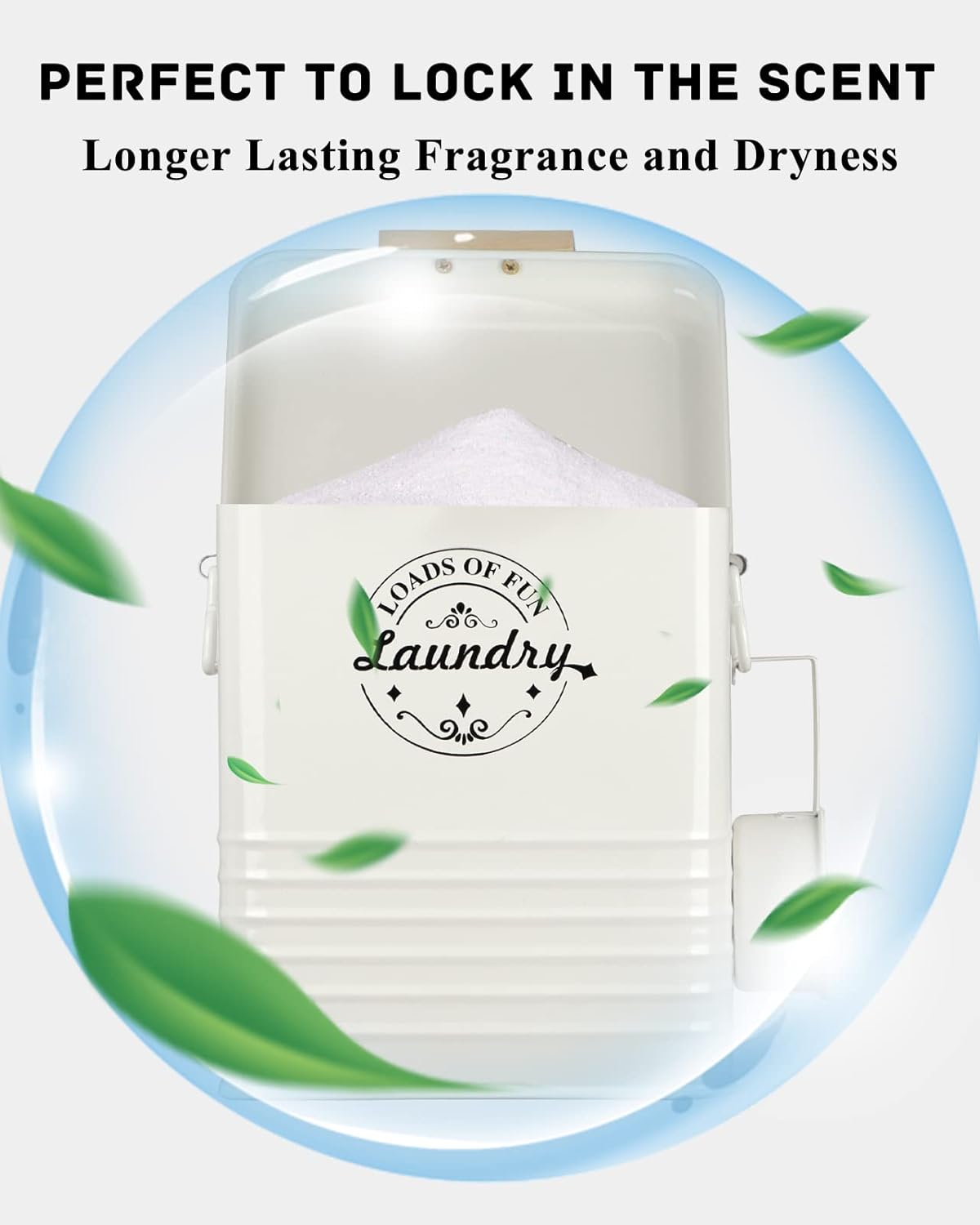 Laundry Detergent Powder Container Dispenser Holder for Laundry Room Organization. Metal Laundry Soap Dispenser with Scoop and Lid. Modern Farmhouse Laundry Room Decor and Accessories (Cream)