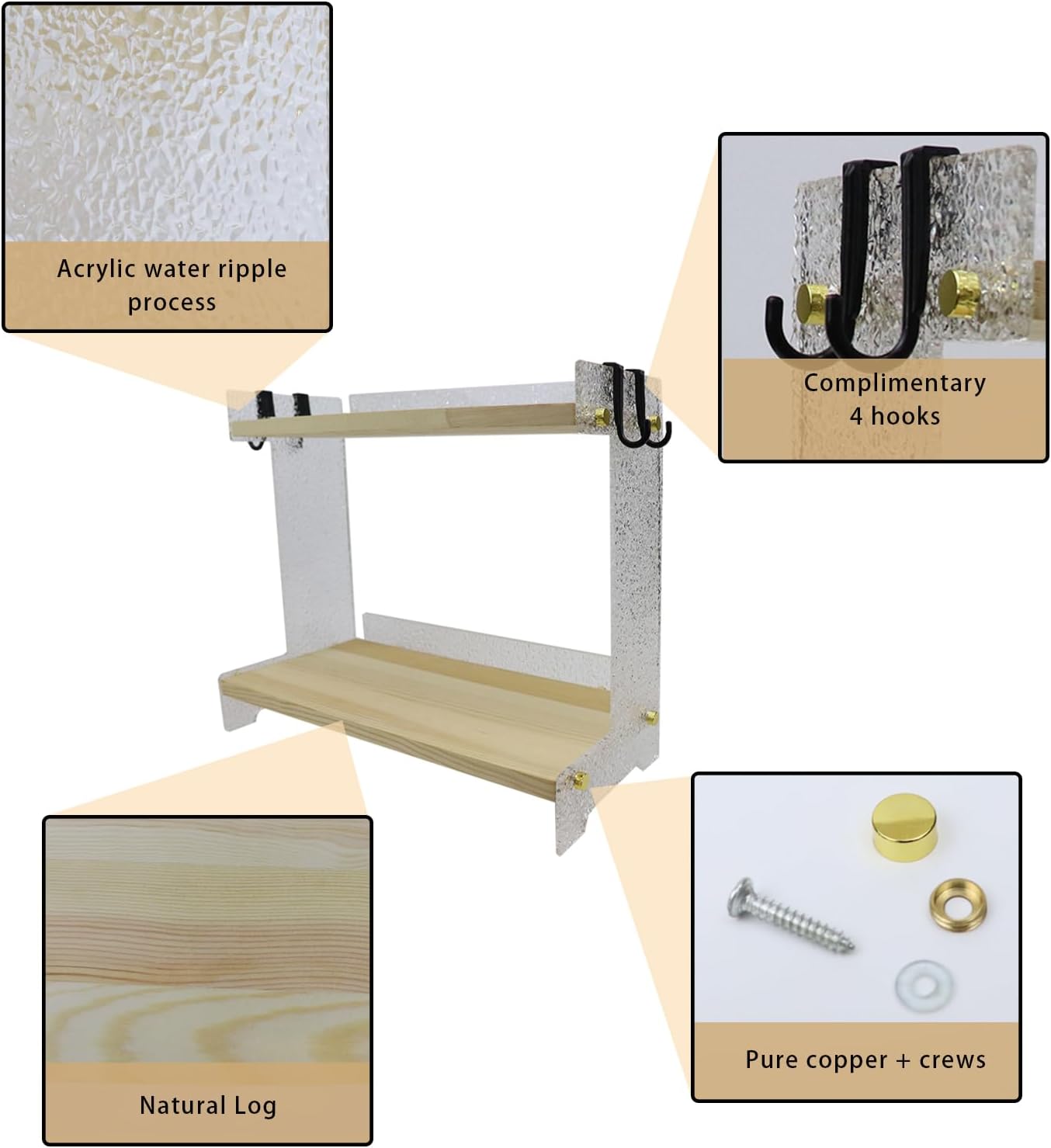 Clear Acrylic 2-Tier Coffee Counter Organizer - Stackable Coffee Bar Shelf for Pods, Creamer, Stirrers, Utensils
