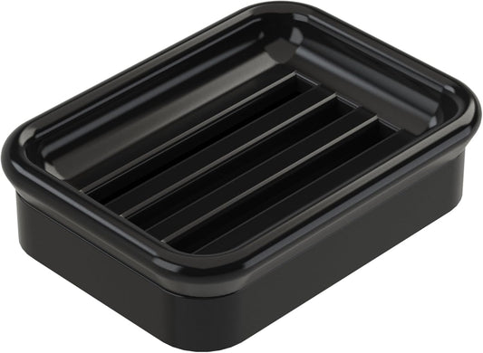 Composite Granite Soap Dish, Double Layer Strainer Soap Holder, Suitable for Kitchens, Bathrooms, and Bar Sinks, Durable Soap Holder for Shower, Best Place for Your Soap Bar (Black)